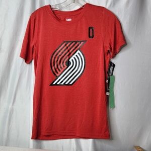 Portland Trail Blazers Shirt Boy's Large Red Short Sleeve NBA Basketball
